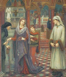 ダンテとベアトリス、1880年（紙とボディカラー）